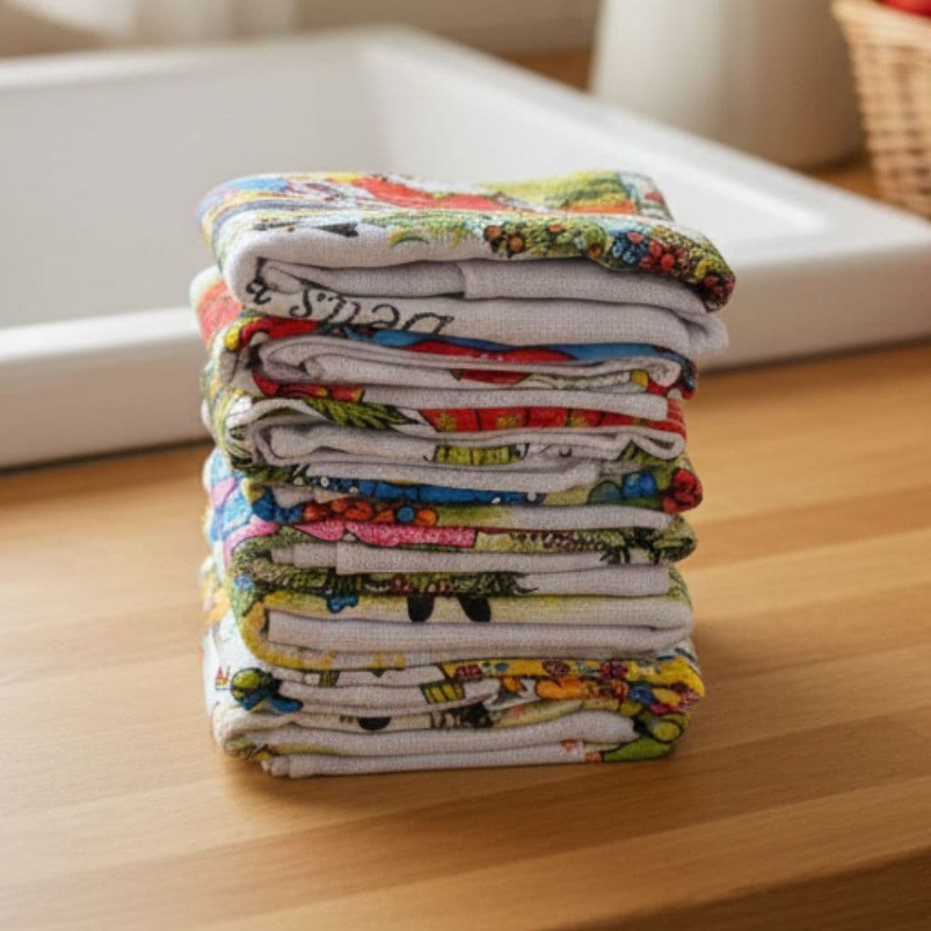 12 Panos De Prato Estampados 75 X 45 Grande Varias Cores e estampas