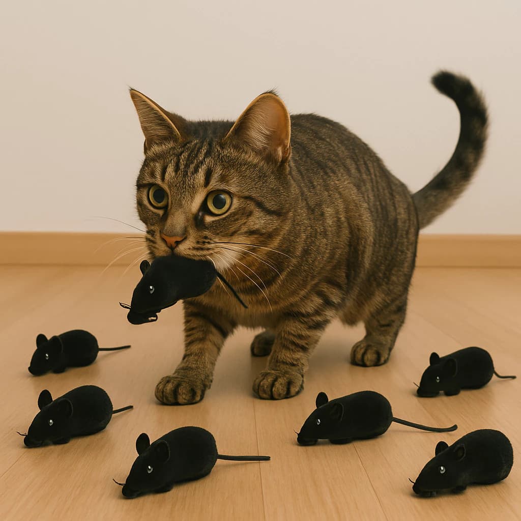 Kit Ratinhos Pet Brinquedo Sonoro Apito Interativo Diversão Gato Cachorro Estímulo Caça Animal
