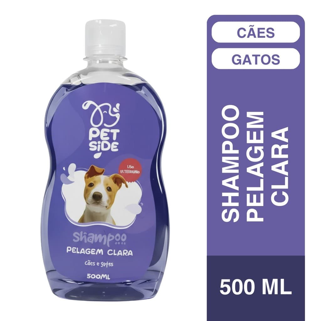 Shampoo Pelos Claros Pet Side 500ml Cães Cachorros Gatos Pet