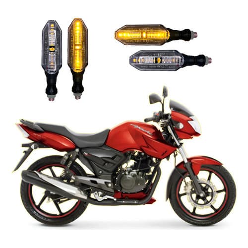 Kit 4 Setas Led Esportivas Dafra Apache 150 2010 2011 2012 Preto