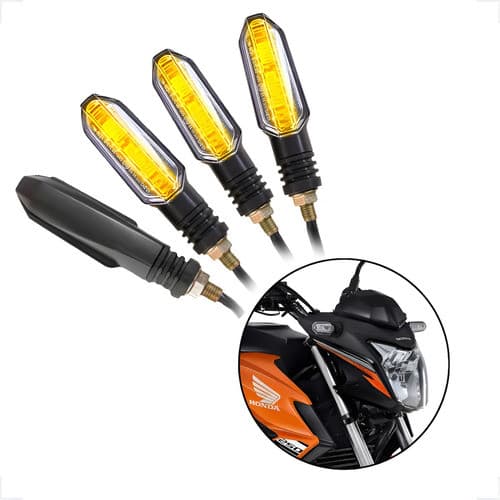 4 Pisca Seta Nxr Bros 150/160 Cg Titan Fan Cbx Cb Xre Factor Preto
