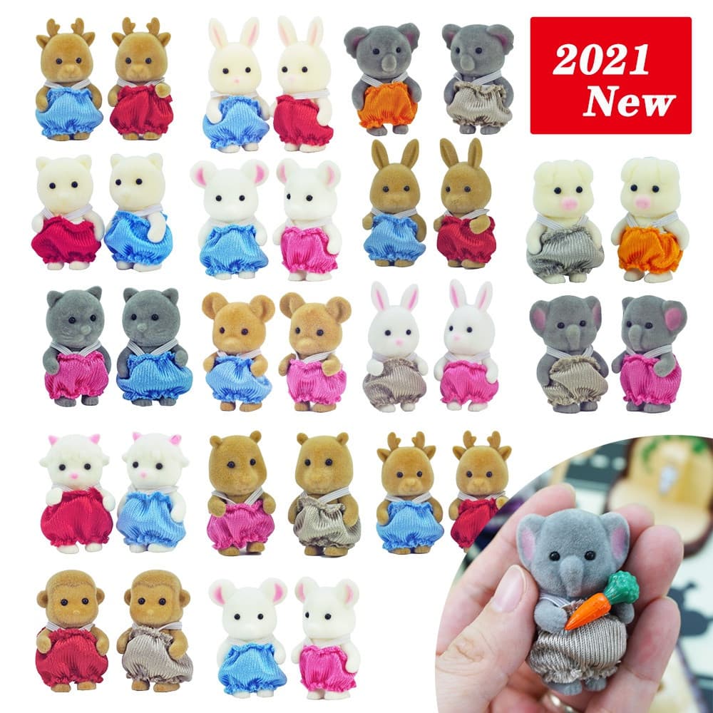 4.5 Centímetros 1: 12 Boneca Simulação Floresta Animal Brinquedos Do Bebê Da Família De Coelho Bonecas Casa De Bonecas C