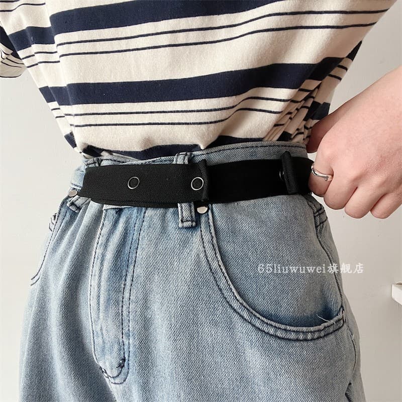 2025 novo estilo All-Match elástico cinto feminino combinando Jeans preto simples nicho cinto decorativo masculino largo
