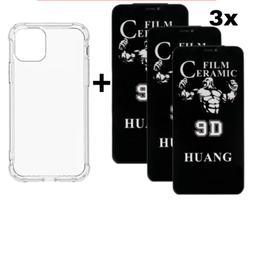 Kit 4em1 Capa Space + 3 Películas Cerâmica Privacidade Compatível iPhone X XS 11 12 13 14 15 16 pam