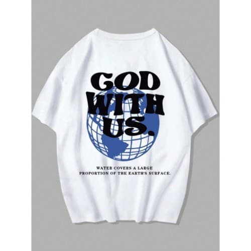 Camiseta Unissex God With Us 100% Algodão Envio Rápido Unissex Estampa DTF