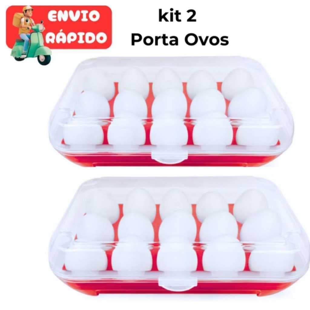 Kit 2 Porta Ovos De Plástico Retangular C/15 Cavidades Geladeira