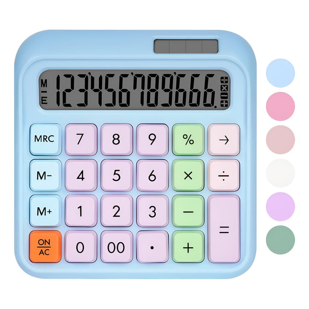 Calculadora De Mesa Super Premium Solar Tecla Mecânica Cores