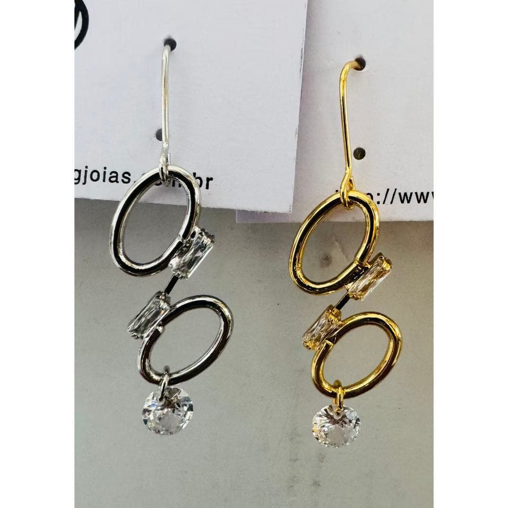 Brinco  71# Feminino Casual Dourado Prata Blogueira Brilhante Zircônia Elegante