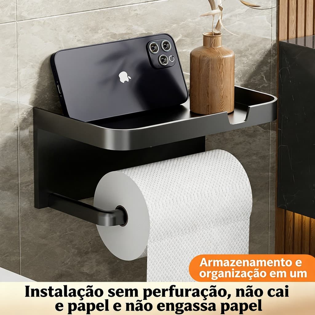Porta Papel Higiênico Suporte De Celular Acessórios Para Banheiro