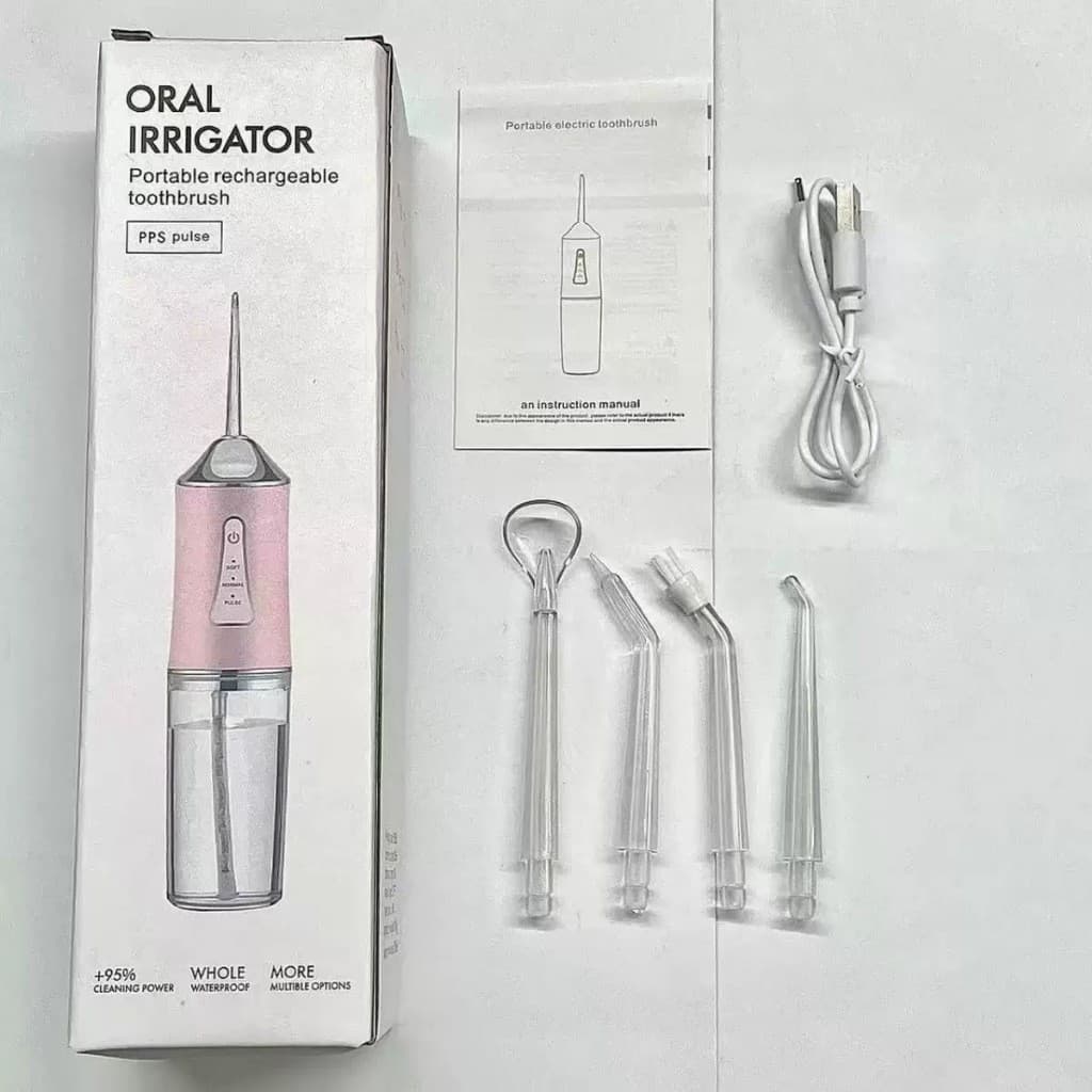 IRRIGADOR ORAL ELÉTRICO PORTÁTIL LIMPEZA DENTAL PROFUNDA JATO DE ÁGUA HIGIENE BUCAL RECARREGÁVEL