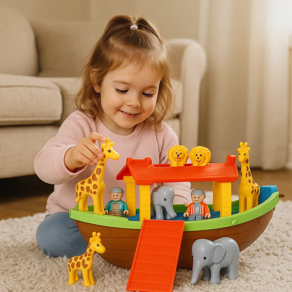 Arca Noé Montar Animais Bonequinhos Barco Brinquedo Educativo Presente Criança
