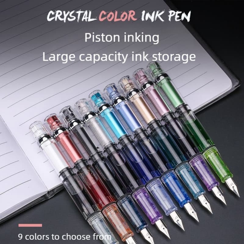 Nova Caneta Tinteiro De Pistão 3059 EF/F Nib De Tinta Plástica Clipe De Prata Negócios PK JINHAO Majohn Material Escolar