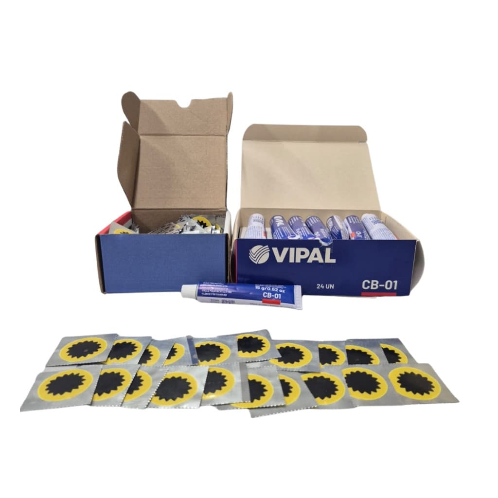 50 Remendos + Cola Vipal para Bicicleta e Moto | Kit Reparo Pneus | 20 a 50 Unidades