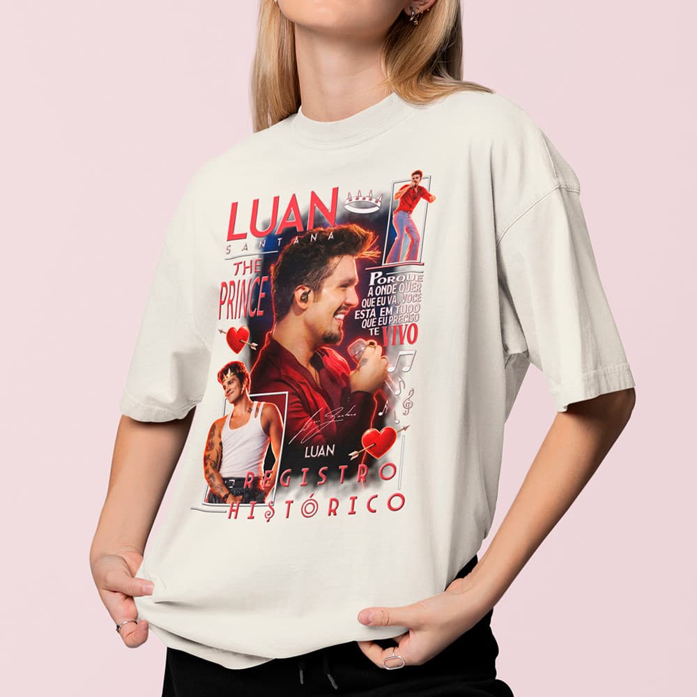 Blusa Luan Santana Turnê Registro Histórico Show Look Estiloso Camisa Feminina Algodão Fio 30.1