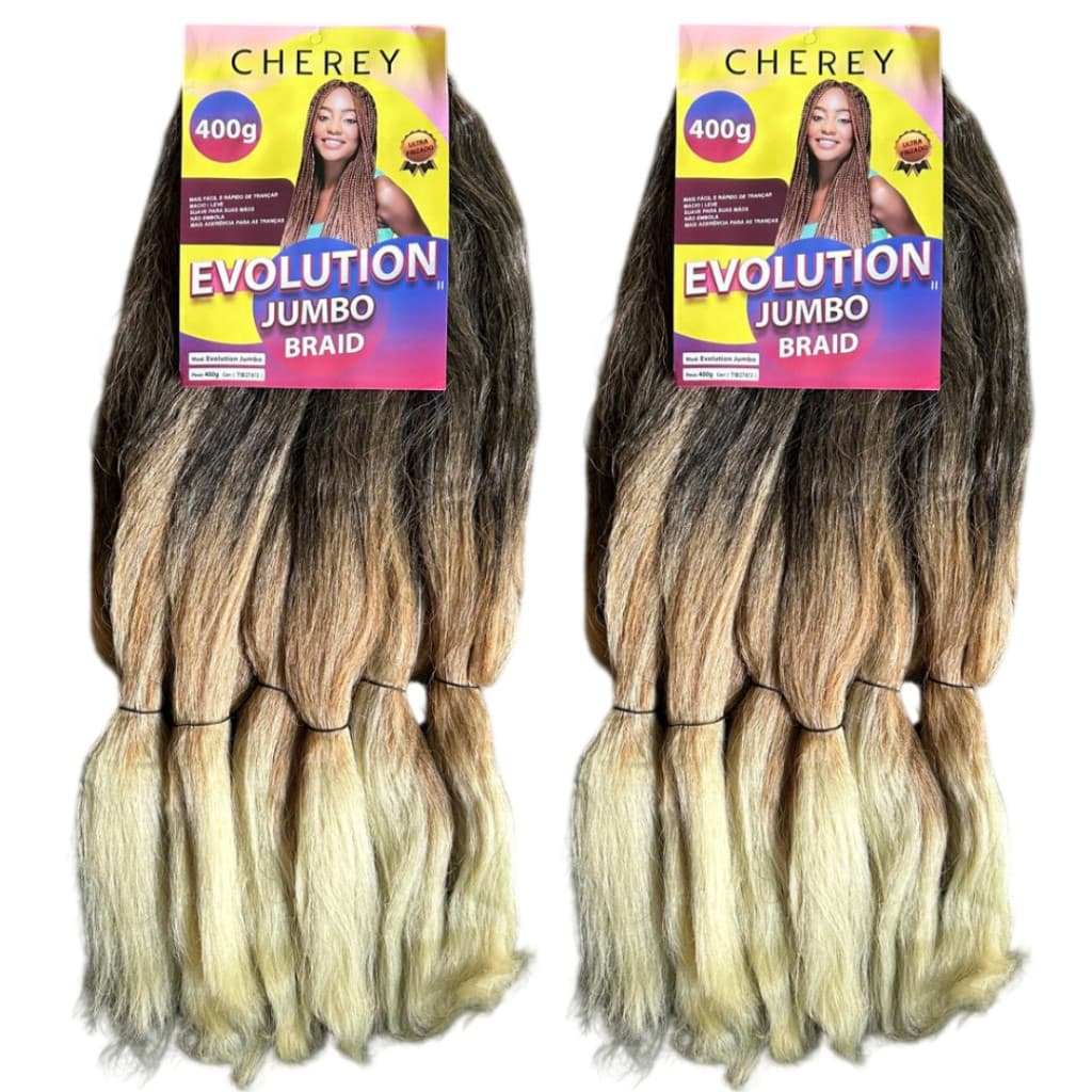 Kit 2 Cabelo Jumbo Cor T1B 27 613 Jumbão SUPER 400 gramas - Jumbo para Trança Box Braids Boxeadora Nagô Twist Dread