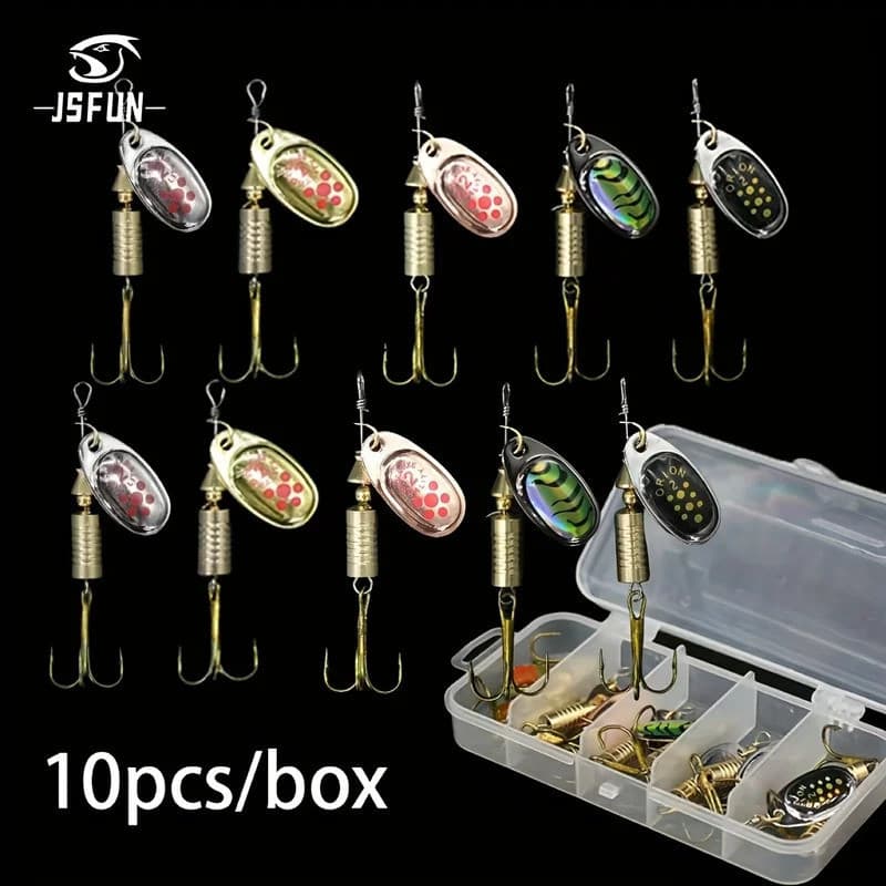 Iscas Spinner, Iscas de Pesca, Iscas com Anzol Triplo, Iscas de Lâmina Metálica, Kit de Pesca Multicolorido, Acessórios