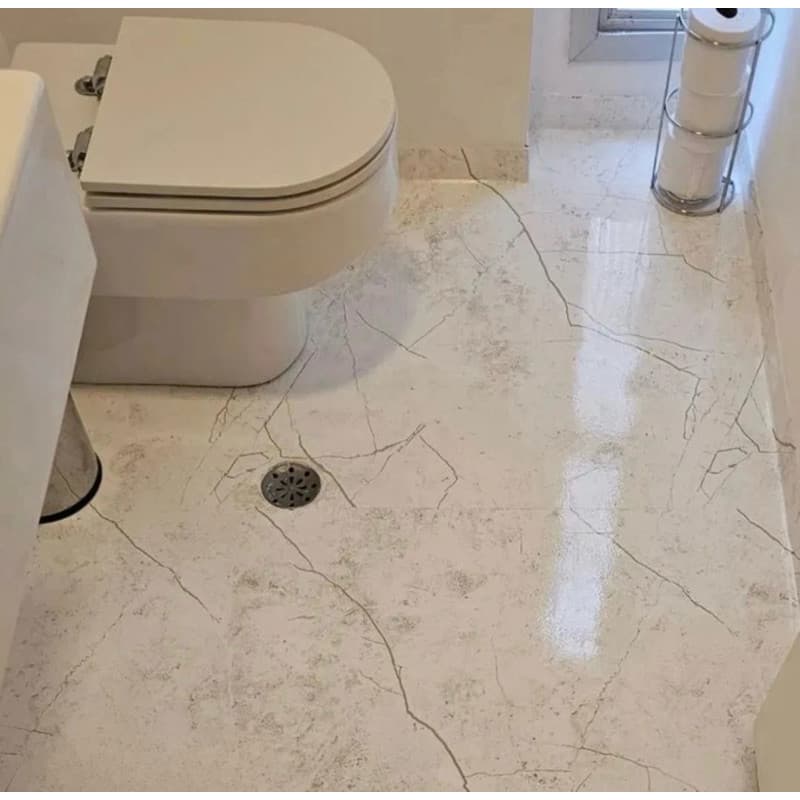Adesivo 3 VEZES+GROSSO Autocolante Lavável Para Chão, Pias, Paredes, Moveis, Imita Mármore Branco Claro 1mtx60cm