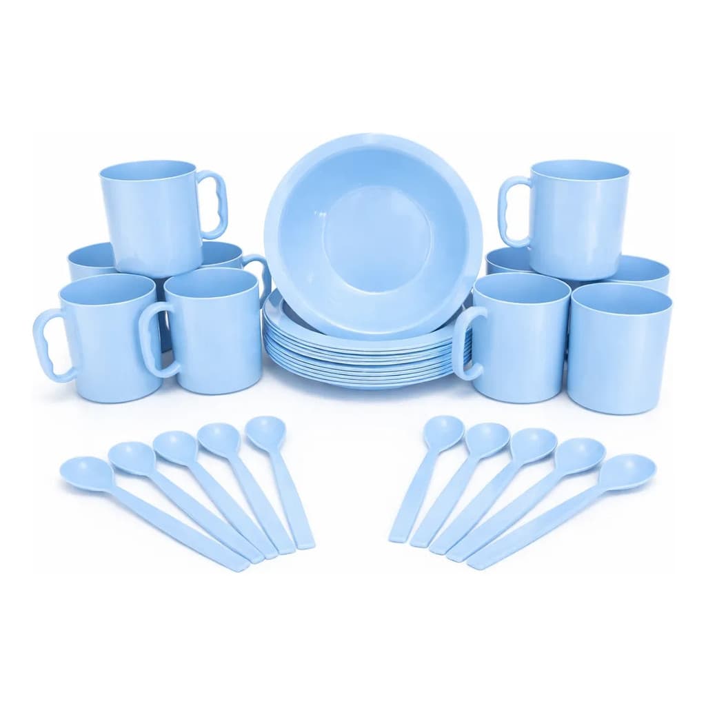 Kit 20 Caneca 400ml 20 Prato Fundo 22cm 20 Colheres Plástico
