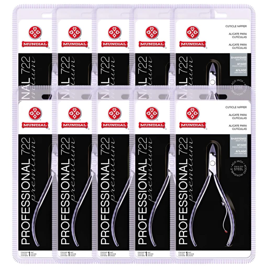 Kit c/ 10 Alicates Cutícula 722 Professional Aço Inox Mundial
