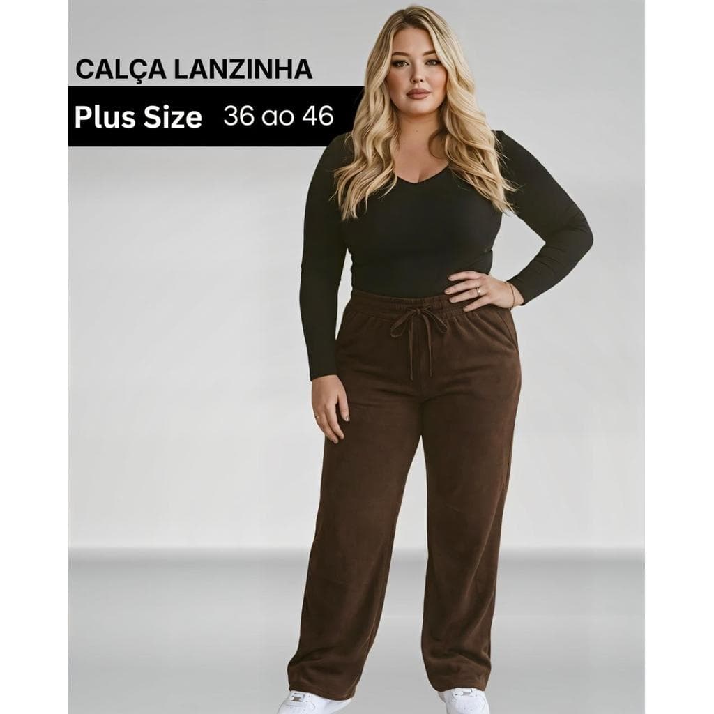 Calça PLUS SIZE Lanzinha Pantalona Feminina Calça para o Inverno Slim Size Estilosa com Tecido Quentinho do 36 ao 46