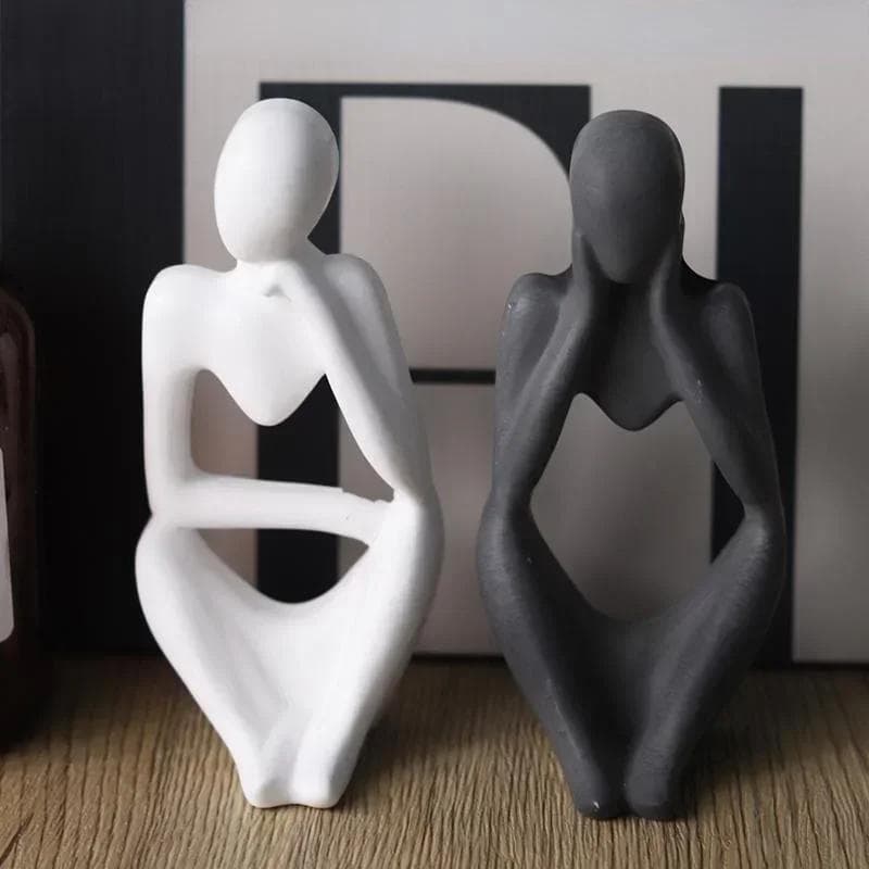 Molde Silicone Estátua Pensador Abstrato Corpo Humano DIY Resina Gesso Cola Epóxi