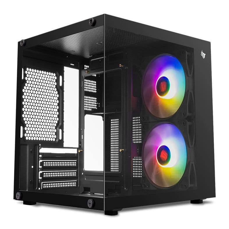 Gabinete Gamer Pichau Atom X 2 Fans S/Fonte MiniTower Lateral Vidro Preto - PG-ATOMX-BK