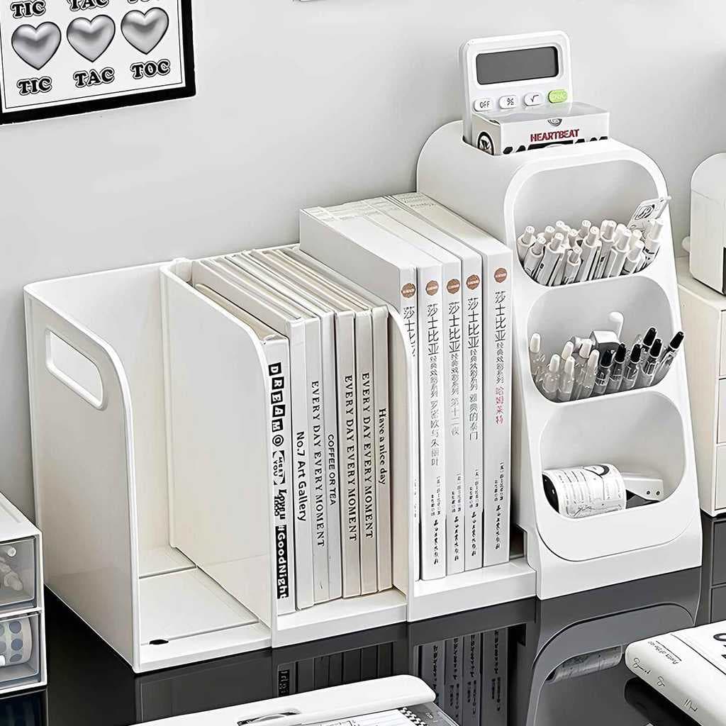 Estante de livros estante retrátil Desktop livro fixo Rack de armazenamento Anti-queda acrílico criativo prateleira imag