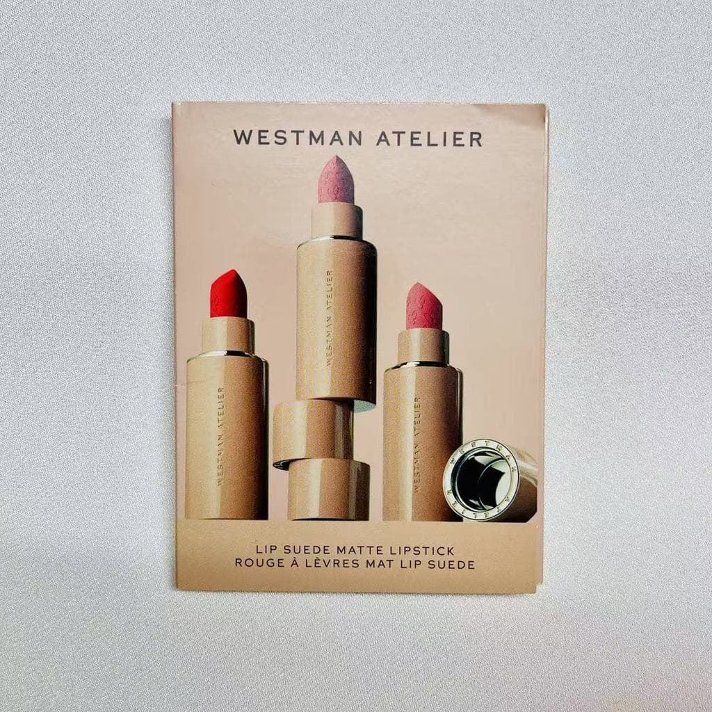 Estoque pronto Westman Atelier LipSuede Camurça Matte Batom Teste Cartão Colorido Sensação de Água Fosco Leve Fino