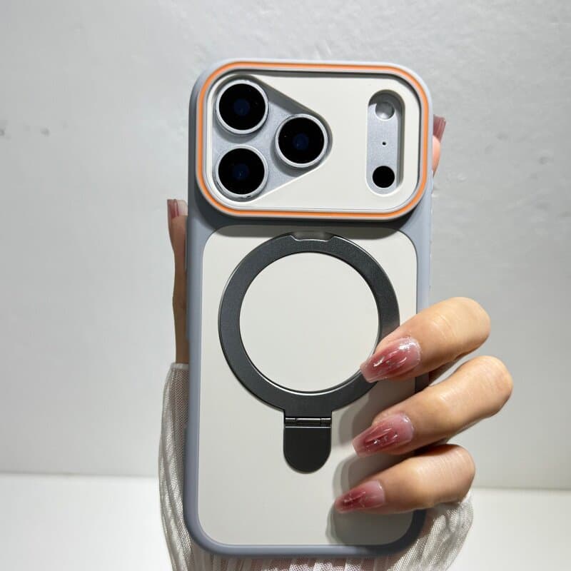 Luxo Duas Cores Fantasma Metal Titular Anel Magnético Caso Para iPhone 17 Ar 16 15 14 Plus 11 12 13 Pro Max Capa À Prova