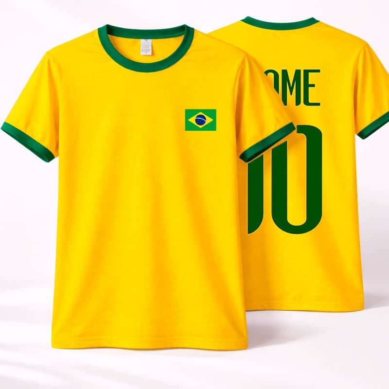 Camiseta Camisa blusa Adulto Com LOGO Bandeira do Brasil PERSONALIZADA nome e numero 100% Algodão Brasileiro