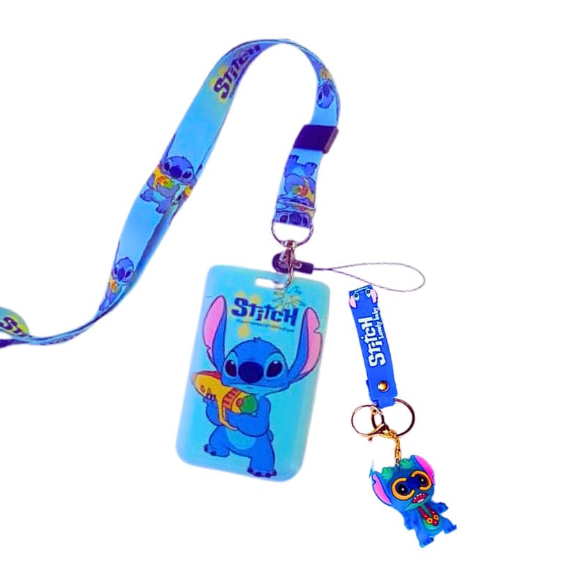 Porta Cartão Stitch mais Chaveiro Porta Cracha