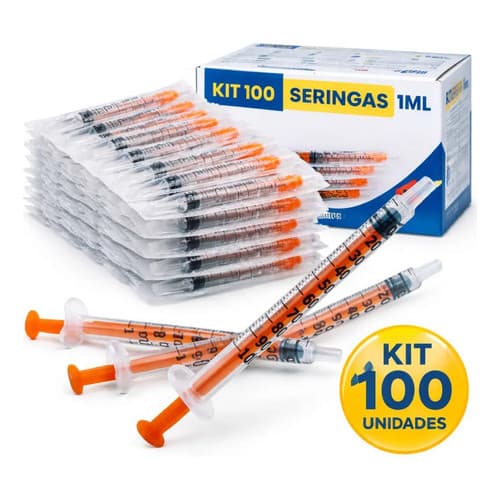 Kit 100 Seringa 1ml Sem Agulha Bico Liso