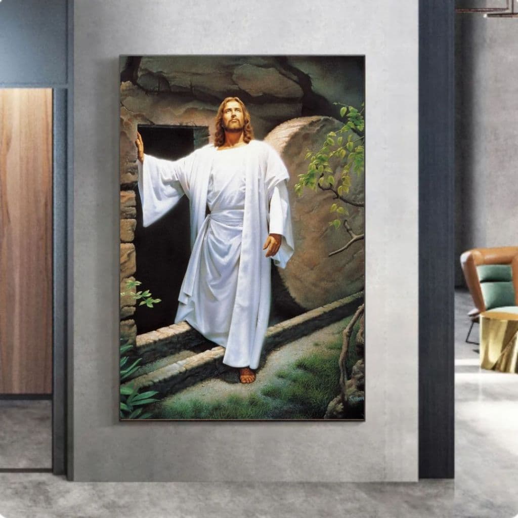 Quadro decorativo ressureição de Jesus Cristo verdadeiro significado da páscoa