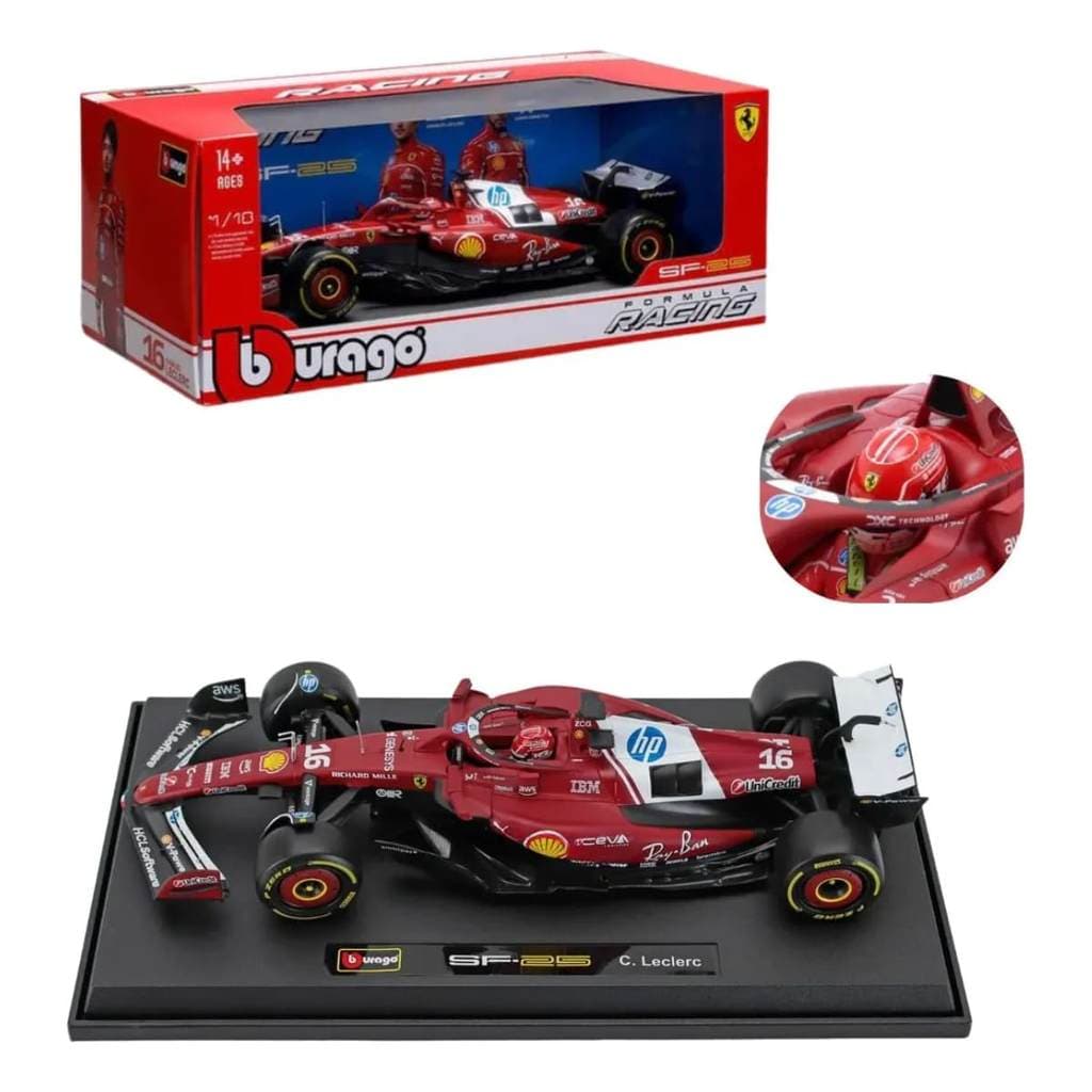 Carrinho F1 Ferrari SF25 N16 c/Leclerc 1/18 - Burago BB