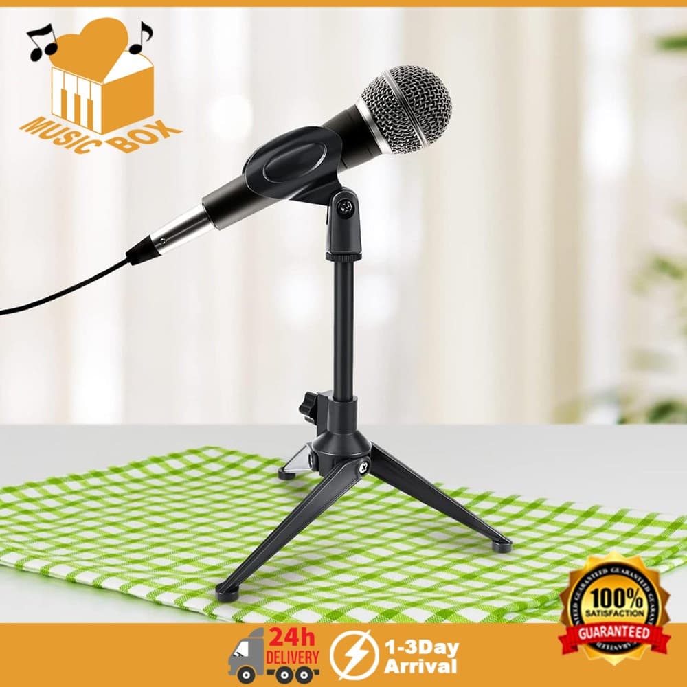 Caixa De Música Portátil Microfone Suporte Ajustável Dobrável Tripé De Mesa Com Montagem De Clipe