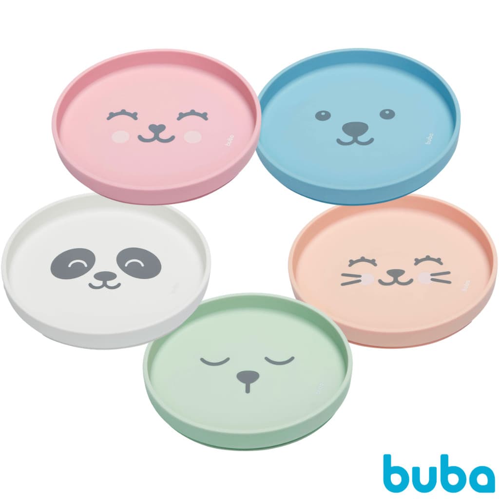 Prato Em Silicone Gumy Com Ventosa Infantil Buba Introdução Alimentar Bebê Criança