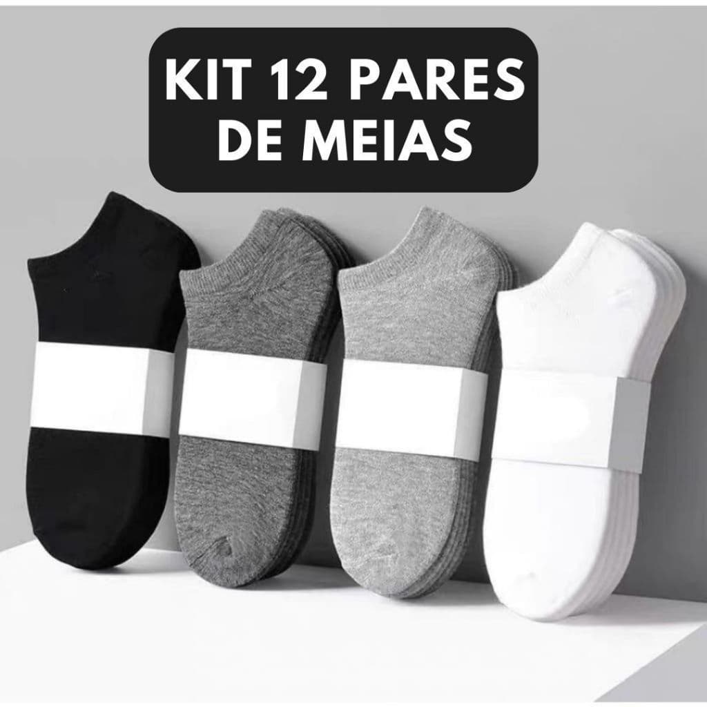Kit 12 Pares Meia Cano Curto Soquete Confortável Leve