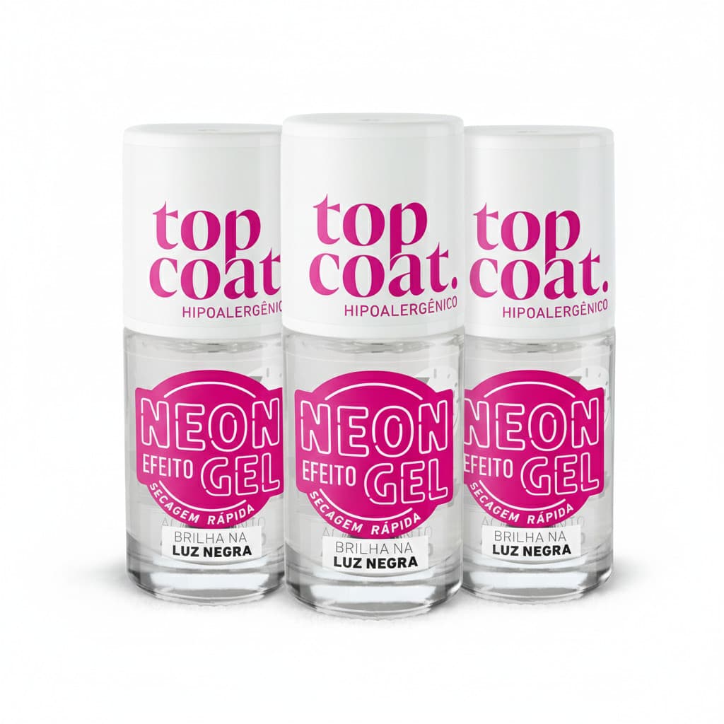Kit 3 UN Top Coat Neon 8,5ML Blant – Vibrante e Secagem Rápida