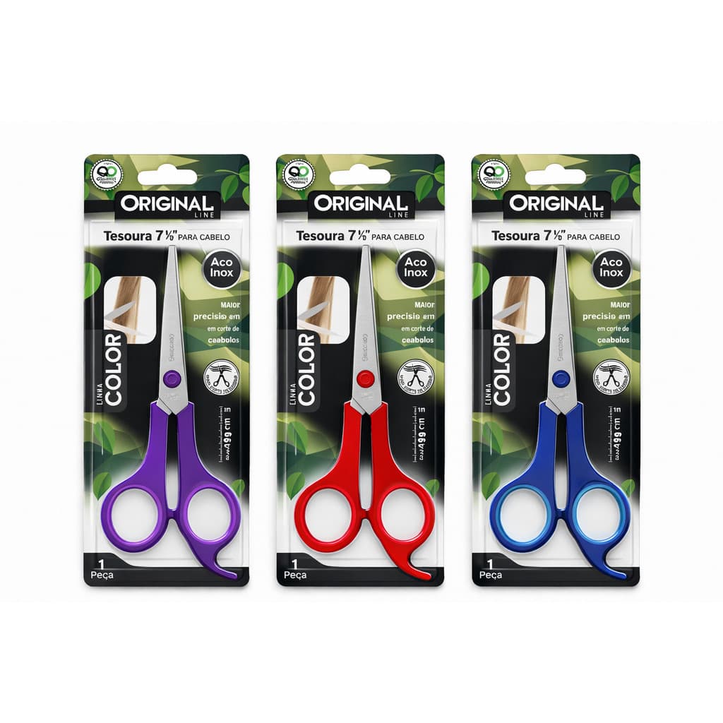 Tesoura de Cabelo Profissional 7 Pol 19cm com Apoio Linha Colors -1Un Sortida