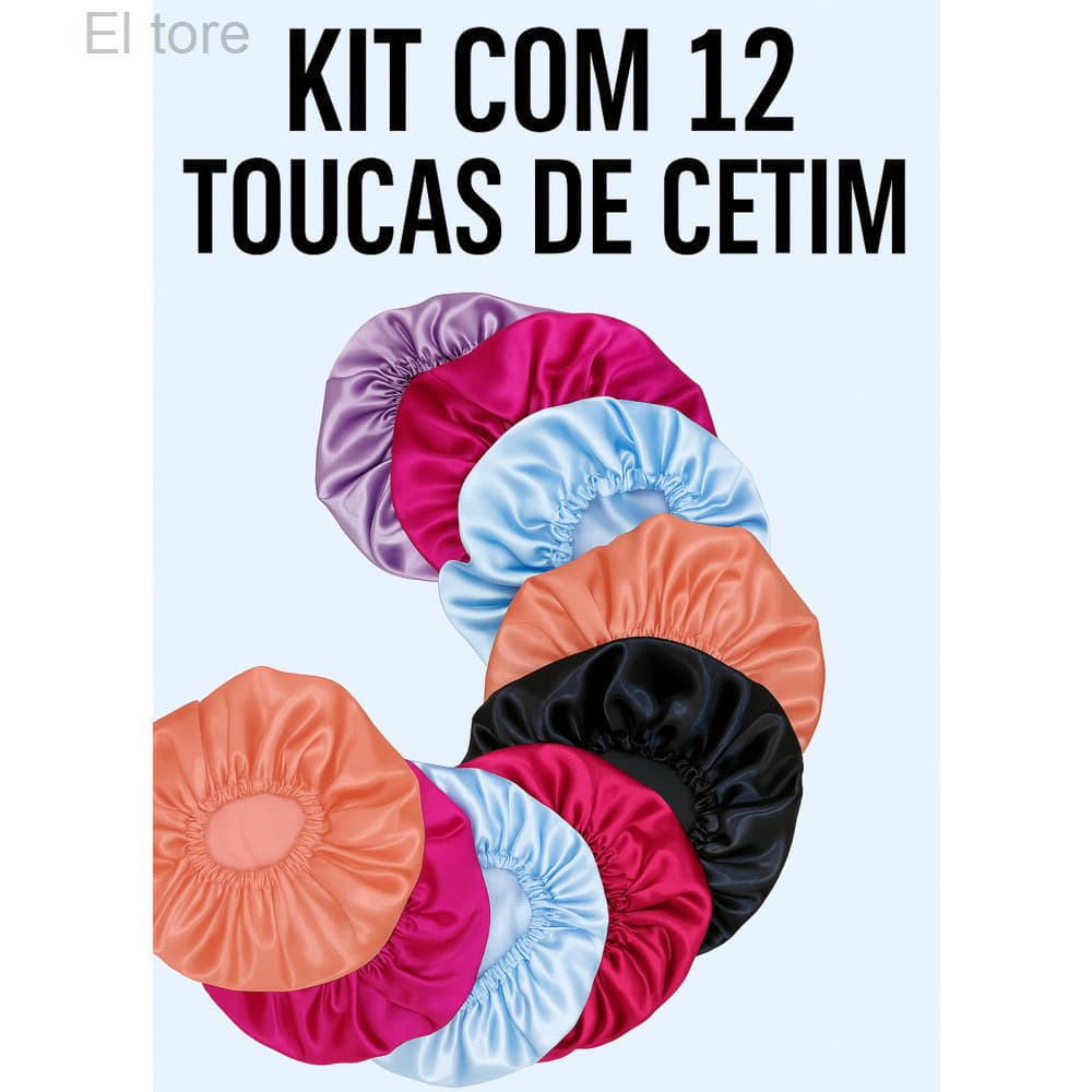 Kit com 12 toucas de cetim antifrizz - Para RevenderQHF4