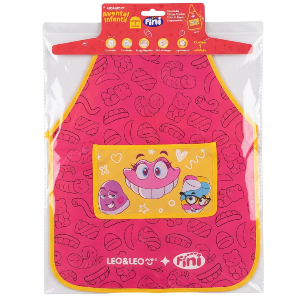 Avental Infantil Impermeável Leo&Leo Fini com Bolso – Avental Escolar Criativo e Divertido