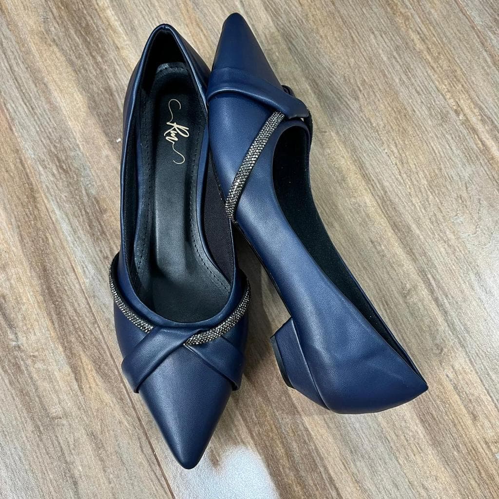 Scarpin Azul Fisco c/ Tira - Salto Bloquinho 2cm /Salto baixo/Scarpin de Salto scarpin feminino * scarpin feminino confo