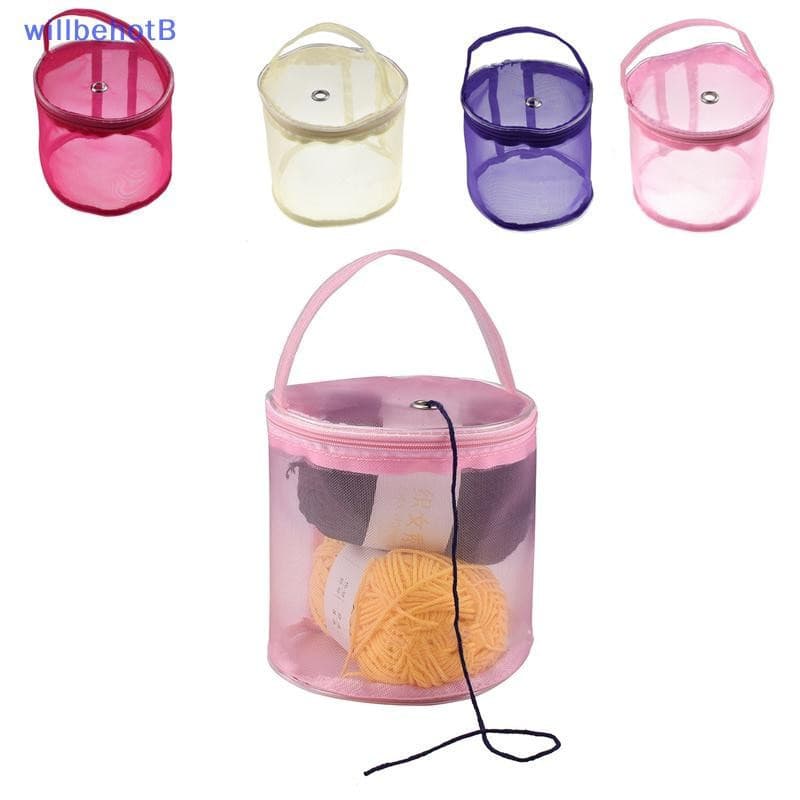 [WillbehotB] Bolsa De Crochê Redonda De Fio De Tricô , Suporte Para Bola , Organizadora [Novo]