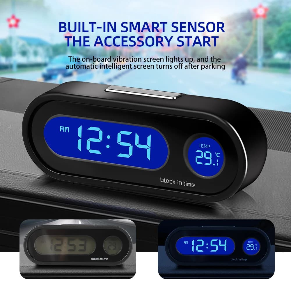 Tempo/Temperatura Instrumento Do Carro Mini Relógio Eletrônico Relógios Automáticos Termômetro Luminoso Lcd Backlight Di