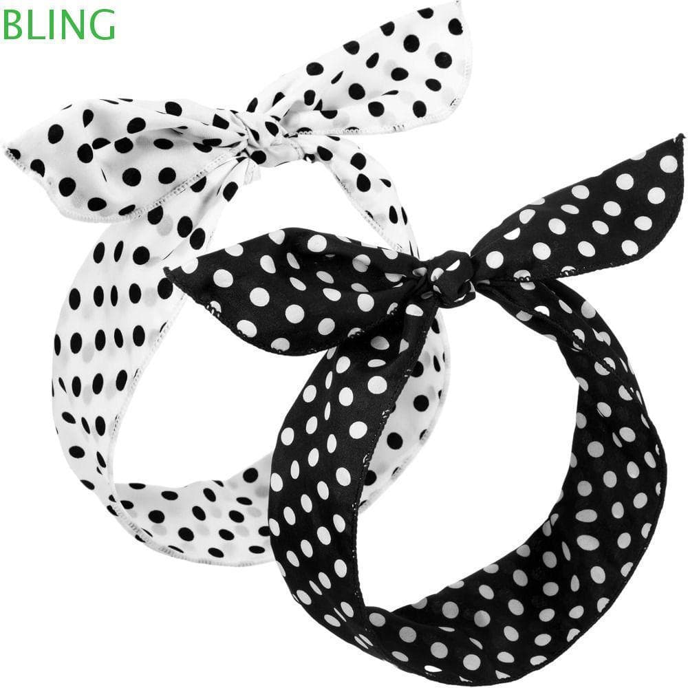 BLING 2 Peças De Faixa De Cabelo , Bandana Larga De Bolinhas , Laço Retrô , Lenço De Cabeça Feminino , Acessórios