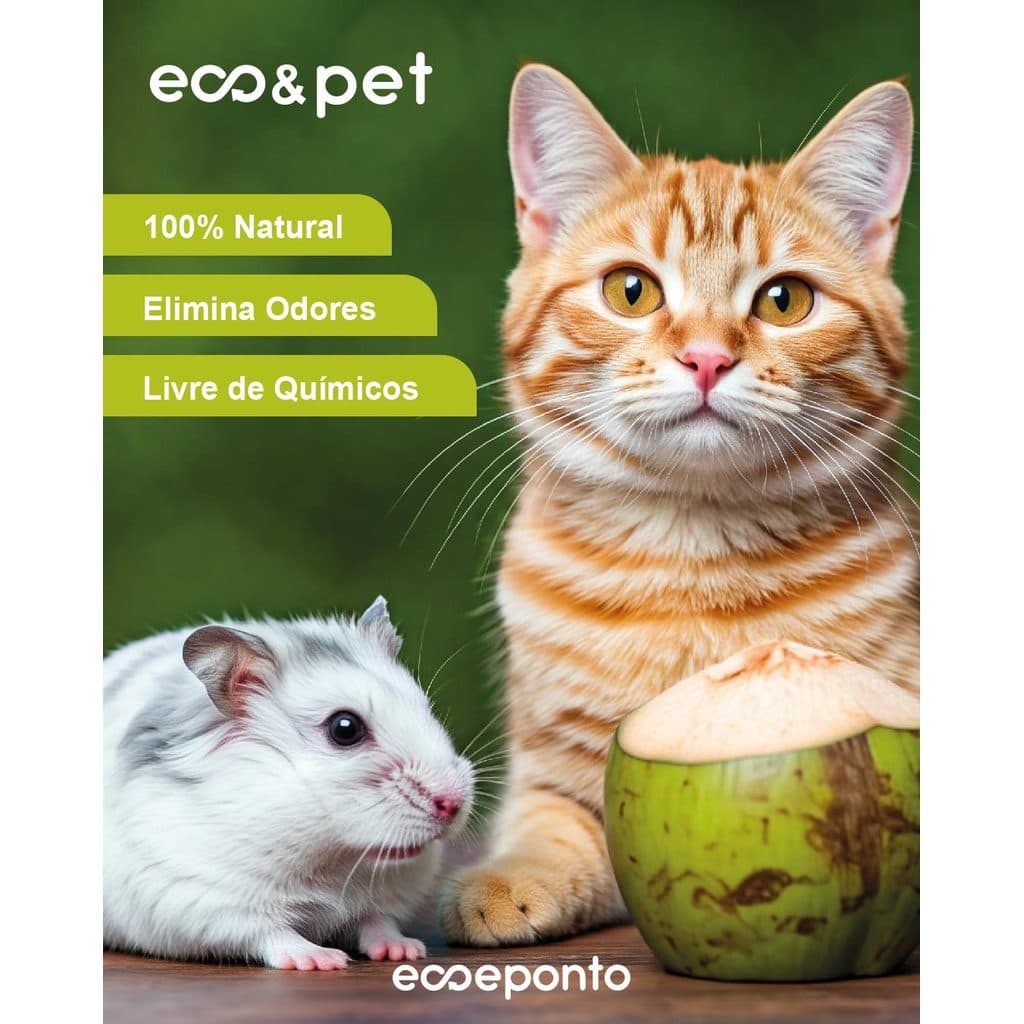 Substituto para a Areia de Gatos, Eco&Pet pó de Fibra de Coco para Gatos e Roedores 6L 100% Ecológico Natural Higienico