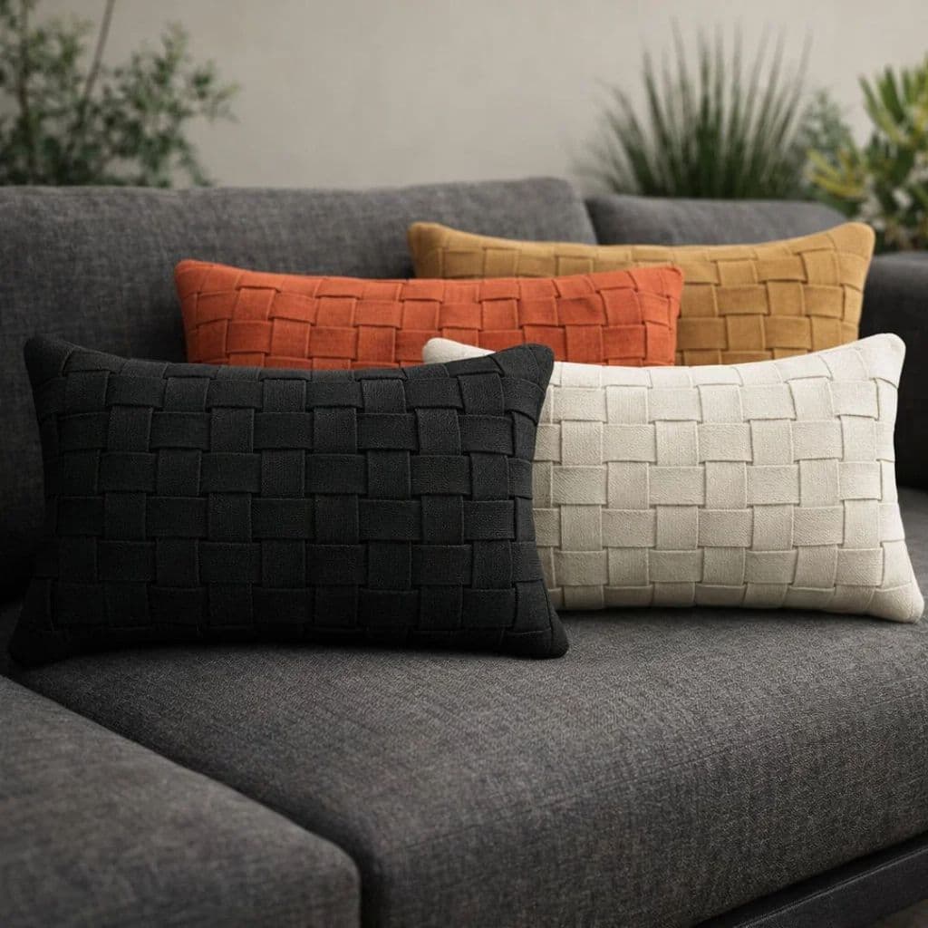 Capa de Almofada Baguete Fita 30x50cm Boho em Algodão Artesanal para Sofá Sala Decoração Elegante