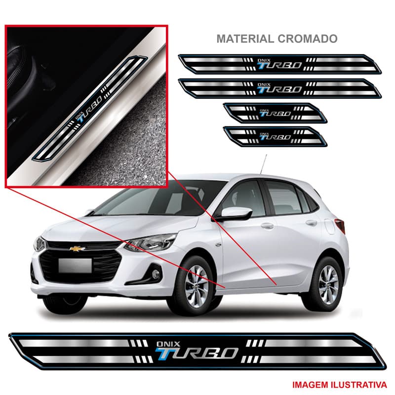Adesivo Protetor Soleira Carros Jogo Kit 4 Portas Cromado Onix