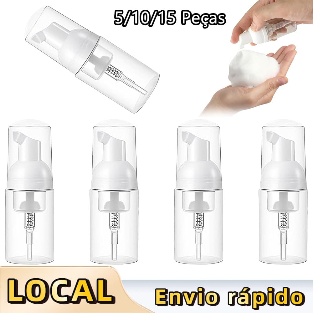 5/10/15 Peças Garrafa de Espuma Vazia para Viagem – Dispensadora de Espuma para Xampu, Sabonete e Limpador de Cílios