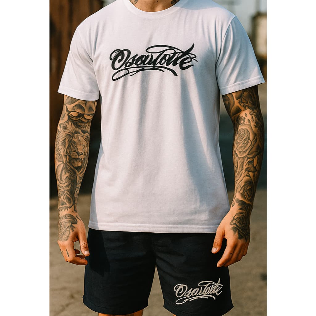kit camiseta + short tectel osascorte grau academia e praia